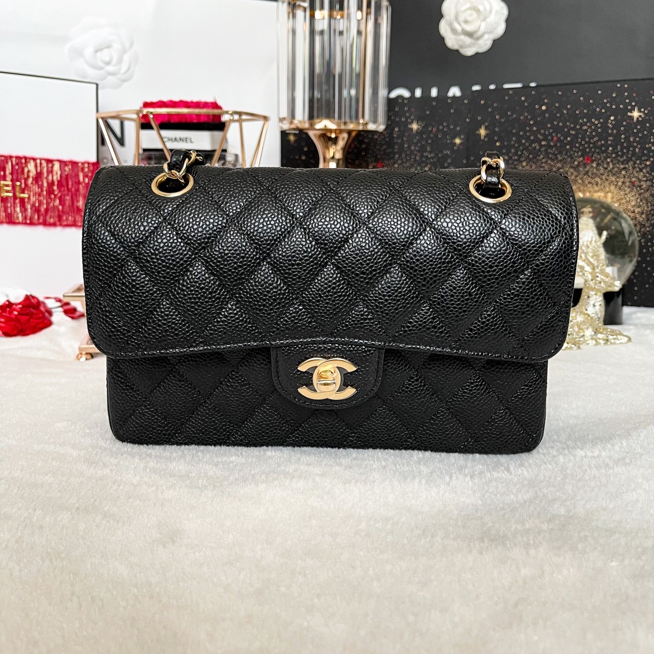 Chanel Vintage Chanel Classic 9 inch Black Quilted Leather Shoulder 