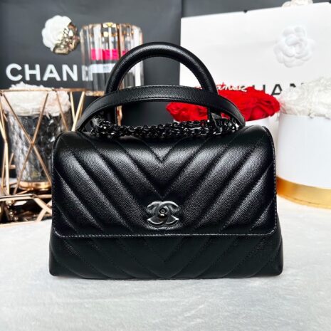 Keep Unused Chanel Coco9.5 Chevron So Black Microchip Full Set 199,000 1