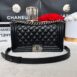 New Chanel Boy 10” Caviar Microchip Full Set 1