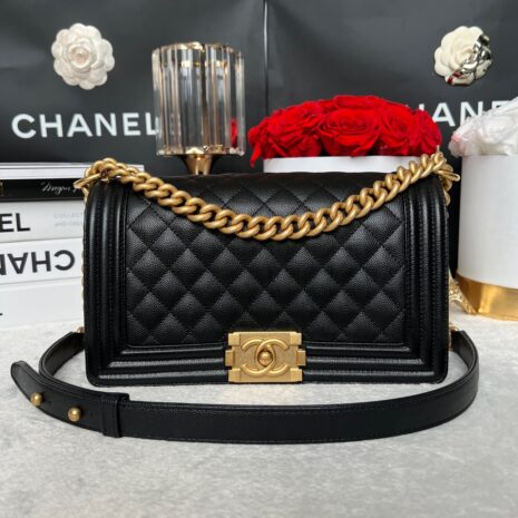 Used like New Chanel Boy 10” Caviar Microchip Full Set 1