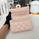 Used Like New Chanel Lambskin Resin Bi-Color Quilted Wallet On Chain WOC Light Beige Microchip Full Set 14