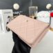 Used Like New Chanel Lambskin Resin Bi-Color Quilted Wallet On Chain WOC Light Beige Microchip Full Set 7