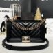 New Chanel Boy 10” Chevron Caviar Microchip Full Set 1