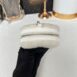 New Chanel Shearling Sheepskin Lambskin Quilted Round Clutch With Chain White Holo31 Full Set no receipt 11