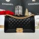 Used Like New Chanel Boy 10” Caviar Microchip Full Set 1