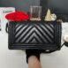 Used Like New Chanel Boy 10” Chevron Caviar Microchip Full Set 4