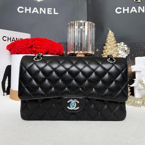 Used Like New Chanel Classic 10” Caviar SHW Microchip Full Set 1