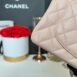 Used Like New Chanel Classic 9” Light Beige Caviar Microchip Full Set 10