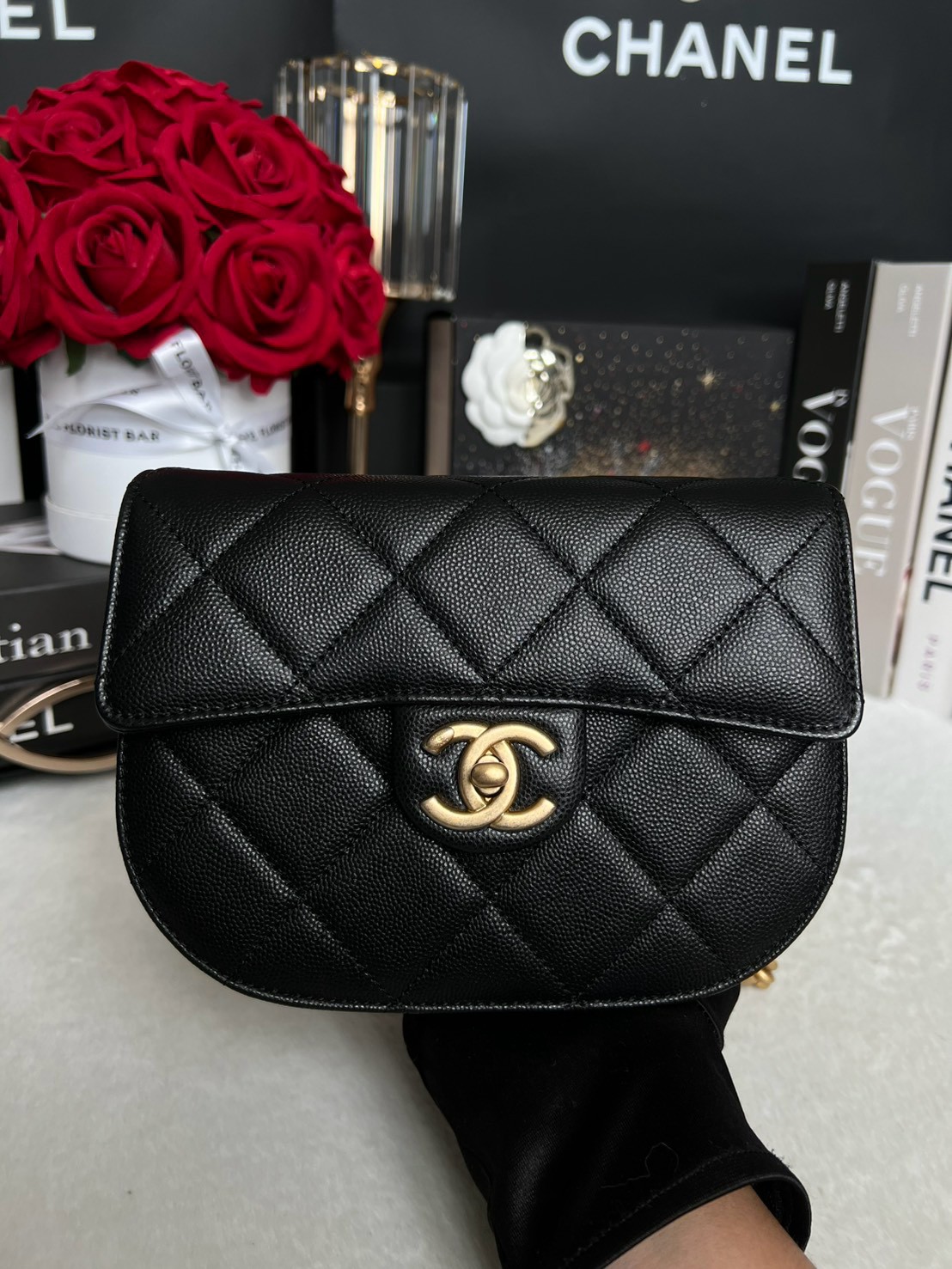 Used Like New Chanel Mini 7.5 Caviar Microchip Full Set - 图片 2