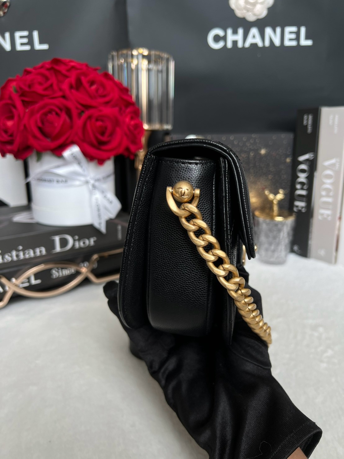 Used Like New Chanel Mini 7.5 Caviar Microchip Full Set - 图片 5