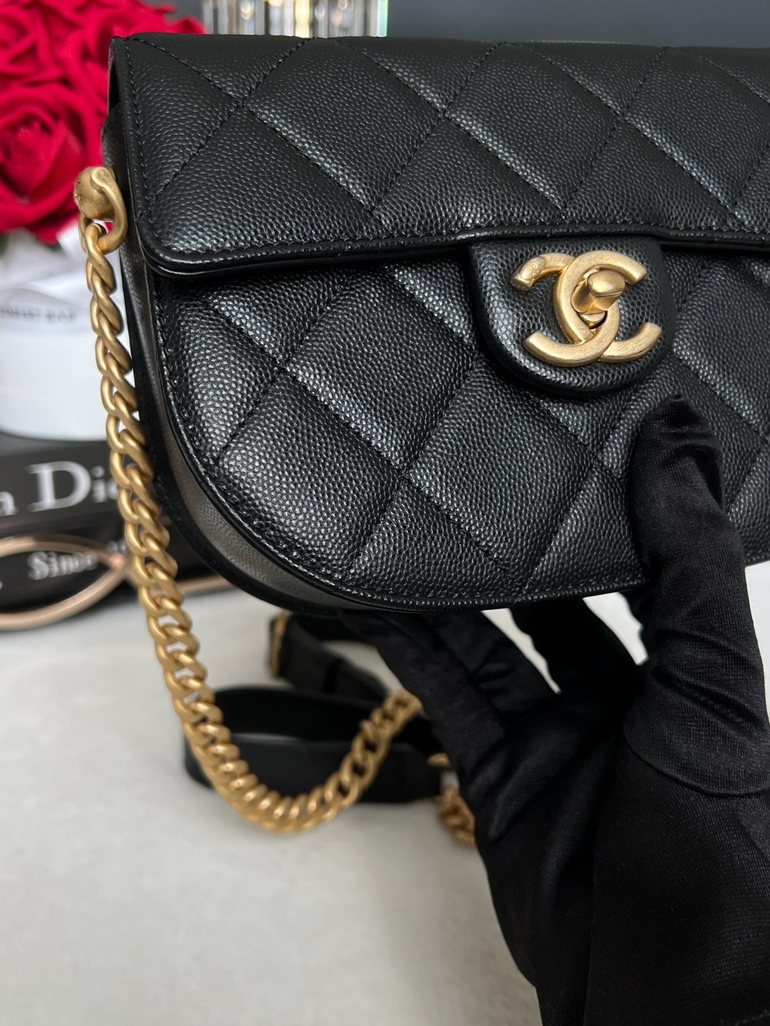 Used Like New Chanel Mini 7.5 Caviar Microchip Full Set - 图片 6
