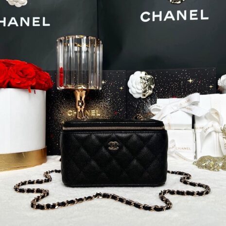 Unused Chanel Vanity Case Caviar Holo31 Full Set 1