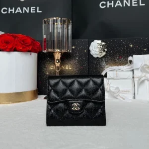 New Chanel Trifold Wallet Caviar Microchip Full Set