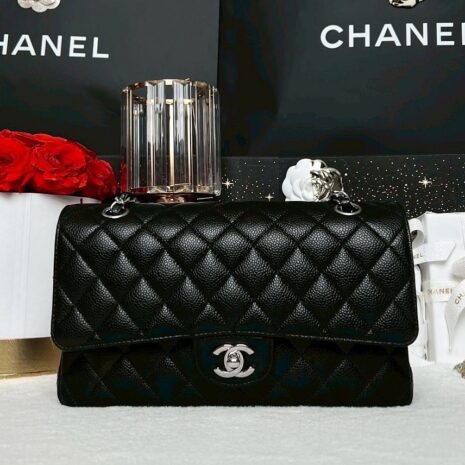 Used Like New Chanel Classic 10” Caviar SHW Microchip Full Set 1