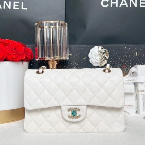 New Chanel Classic 9” Caviar Microchip Full Set 1