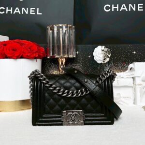 Used Like New Chanel Boy 8 Caviar Microchip Full Set