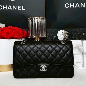 New Chanel Classic 10” Caviar SHW Microchip Full Set