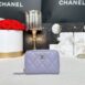 Used Like New Chanel Card Holder Zipper Coin Purse Purple LGHW Microchip Full Set 1