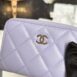 Used Like New Chanel Card Holder Zipper Coin Purse Purple LGHW Microchip Full Set 12