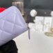 Used Like New Chanel Card Holder Zipper Coin Purse Purple LGHW Microchip Full Set 9