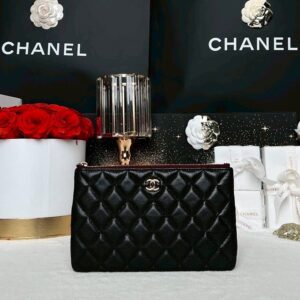 Used Like New Chanel O Case 8” Caviar Microchip Full Set