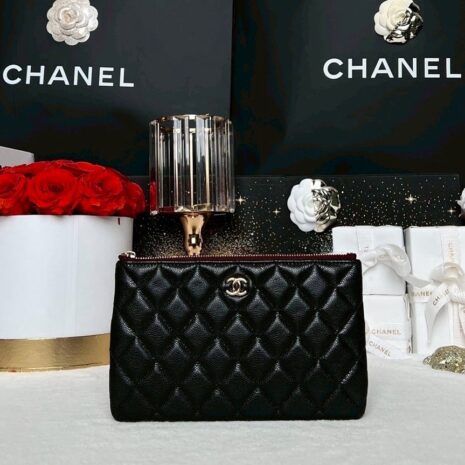 Used Like New Chanel O Case 8” Caviar Microchip Full Set 1