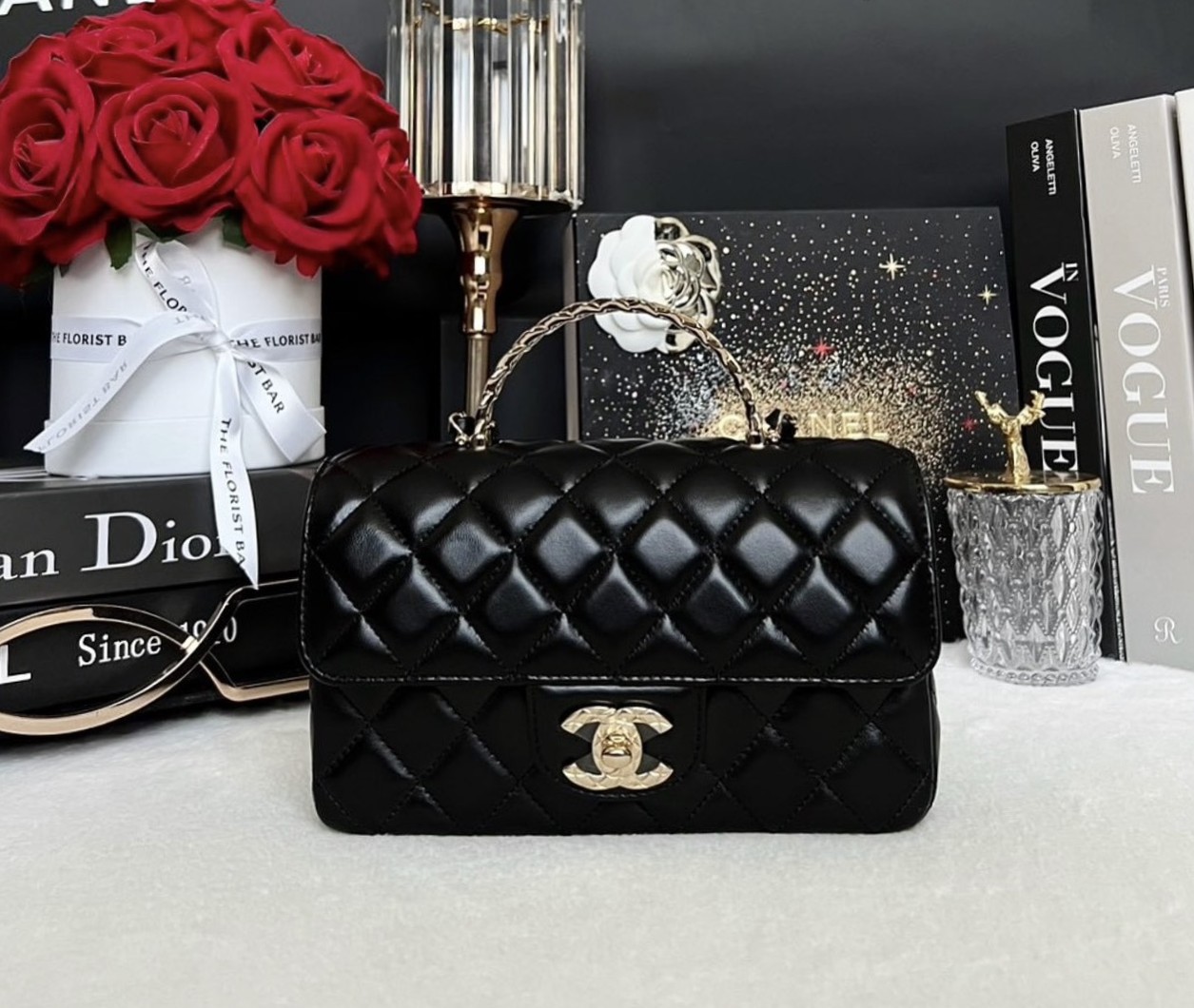 New Chanel Mini8 Top Handel Lambskin Microchip Full Set