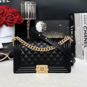 Used Like New Chanel Boy 10” Caviar GHW Full Set