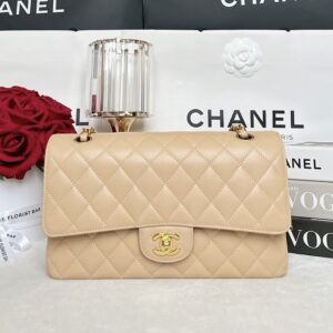 Keep Unused Chanel Classic 10” Beige Clair Caviar Microchip Full Set