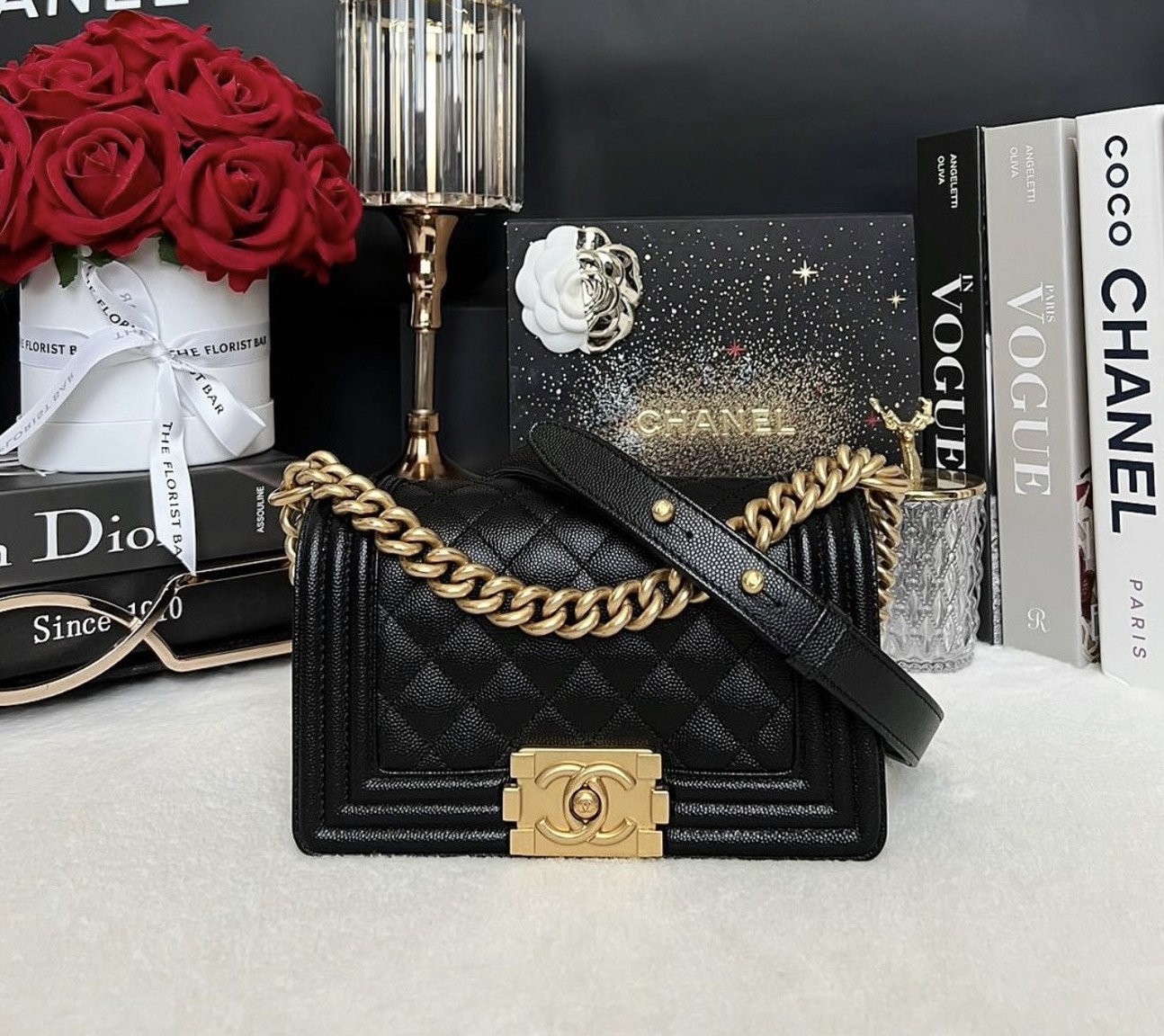Keep Unused Chanel Boy 8 Caviar Microchip Full Set
