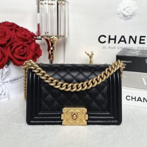 Used Like New Chanel Boy 8” Caviar Microchip Full Set ปี23