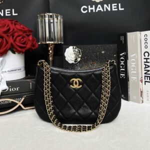 Used Like New Chanel Hobo Bag Caviar Microchip Full Set