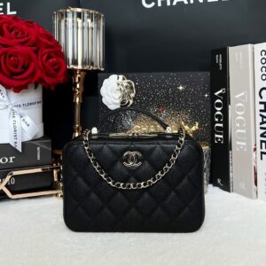 Used Like New Chanel Vanity Case Caviar Microchip Full Set