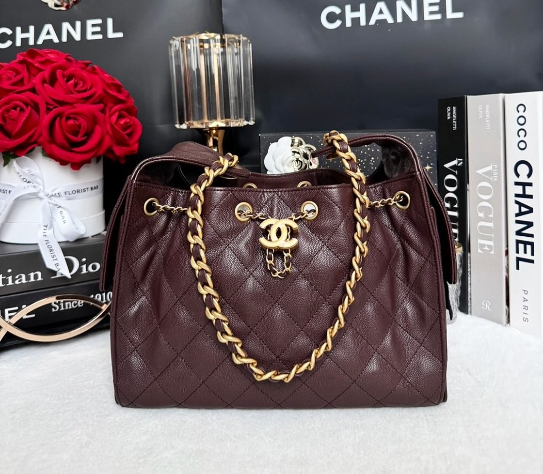 Keep Unused Chanel 25 Small Dark Brown Caviar 25A Microchip Full Set