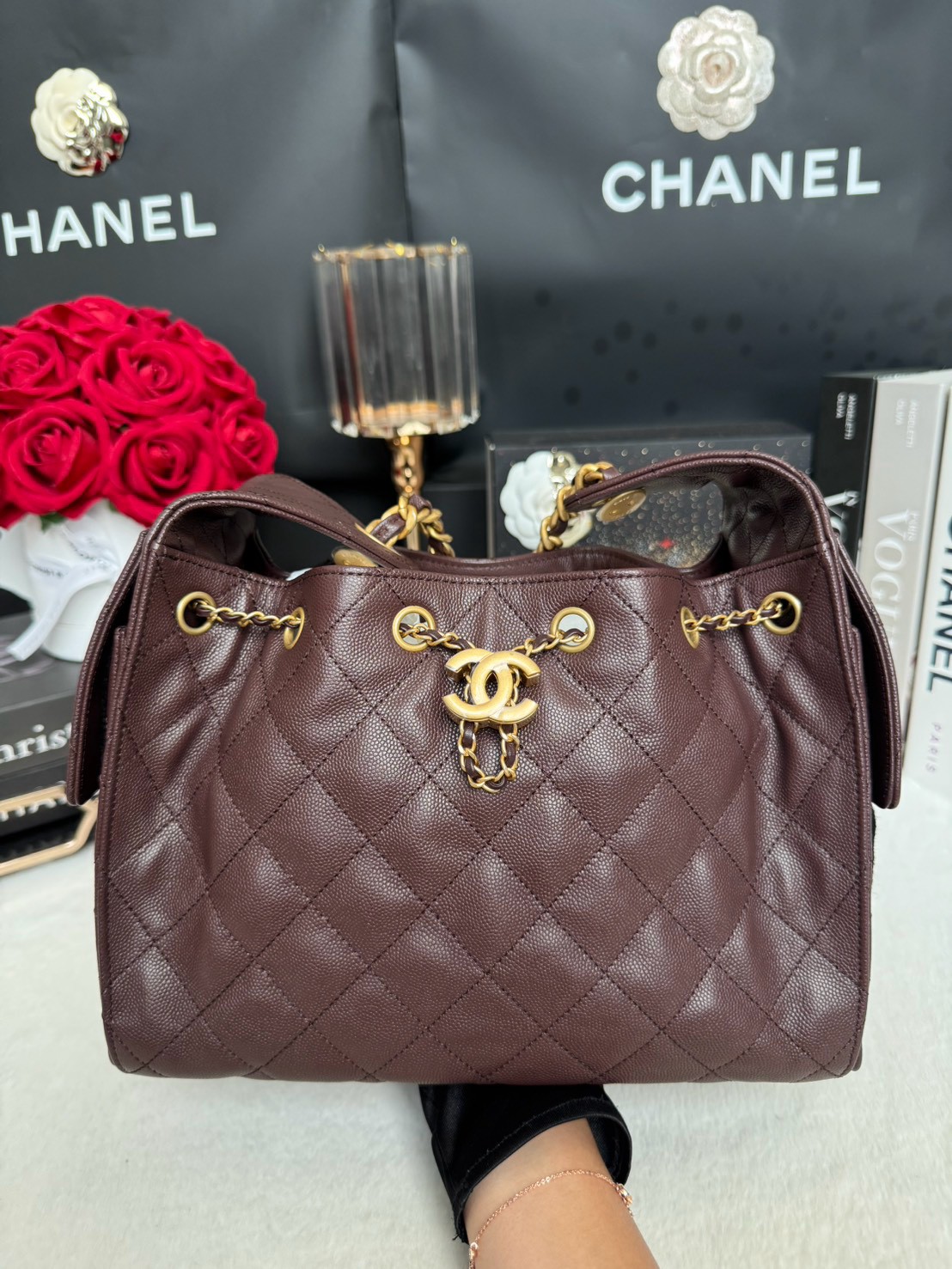 Keep Unused Chanel 25 Small Dark Brown Caviar 25A Microchip Full Set - Image 2