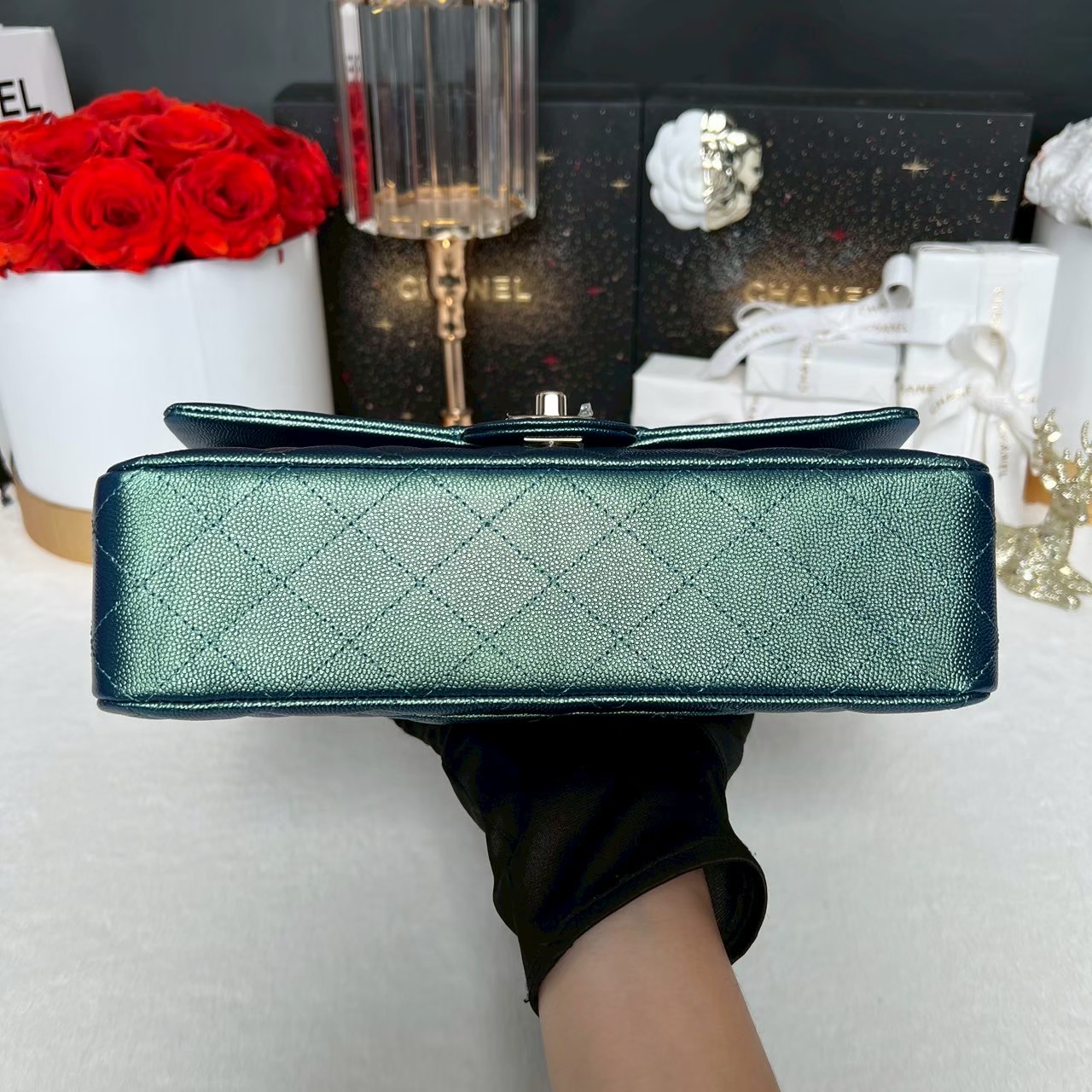 New Chanel Classic 10 iridescent Caviar Microchip Full Set - Image 10