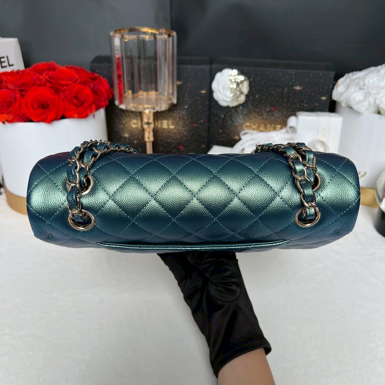 New Chanel Classic 10 iridescent Caviar Microchip Full Set - Image 11