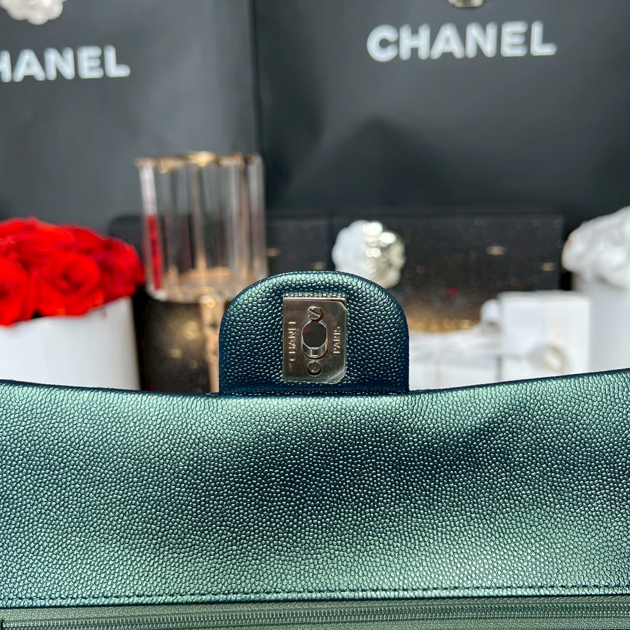 New Chanel Classic 10 iridescent Caviar Microchip Full Set - Image 15