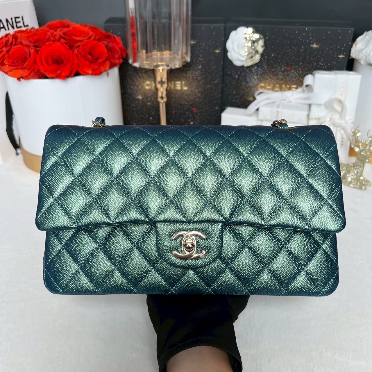 New Chanel Classic 10 iridescent Caviar Microchip Full Set - Image 2