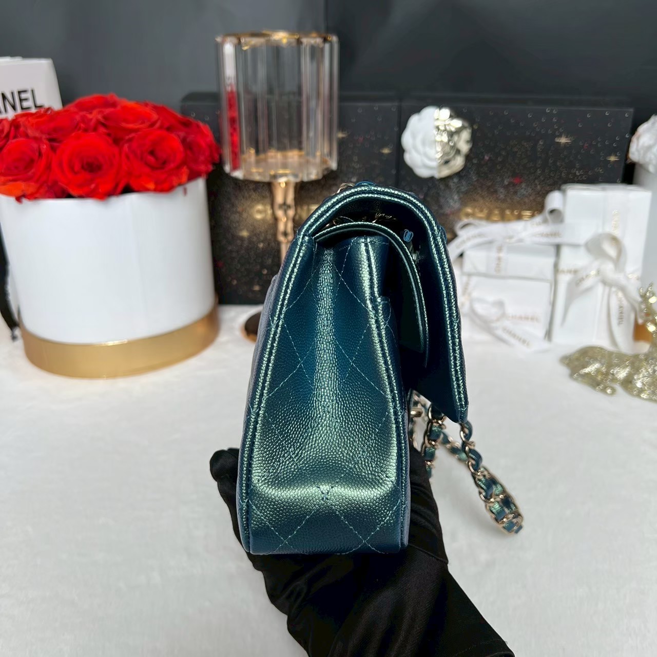 New Chanel Classic 10 iridescent Caviar Microchip Full Set - Image 5