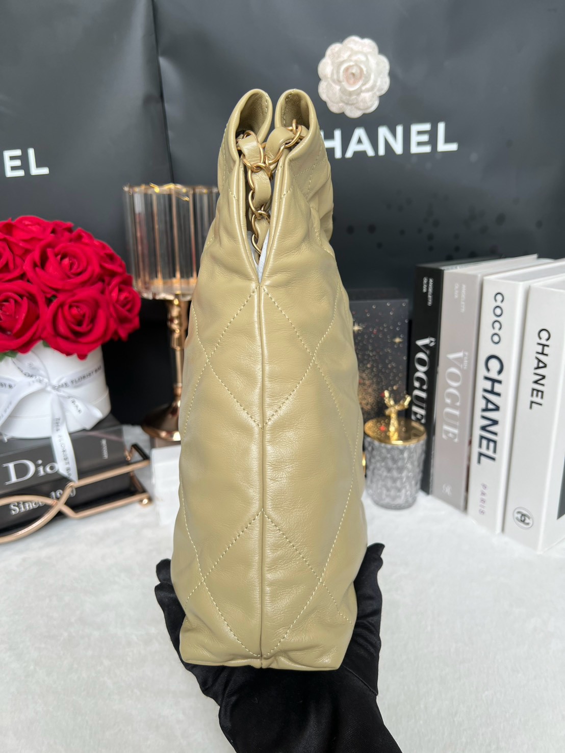 Used Like New Chanel 22 Small Calfskin Microchip Full Set พร้อมใบตรวจ - 图片 5